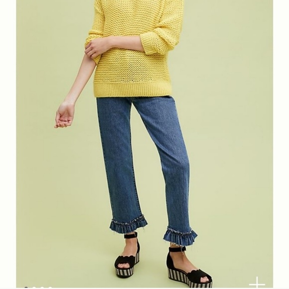 Anthro Levi's Wedgie Fit High Rise Ruffle Jeans - Picture 4 of 8